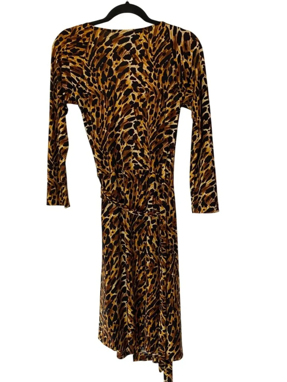 Norma Kamali Leopard Print Wrap Dress Long Sleeve Polyester/Spandex Medium - Picture 3 of 11